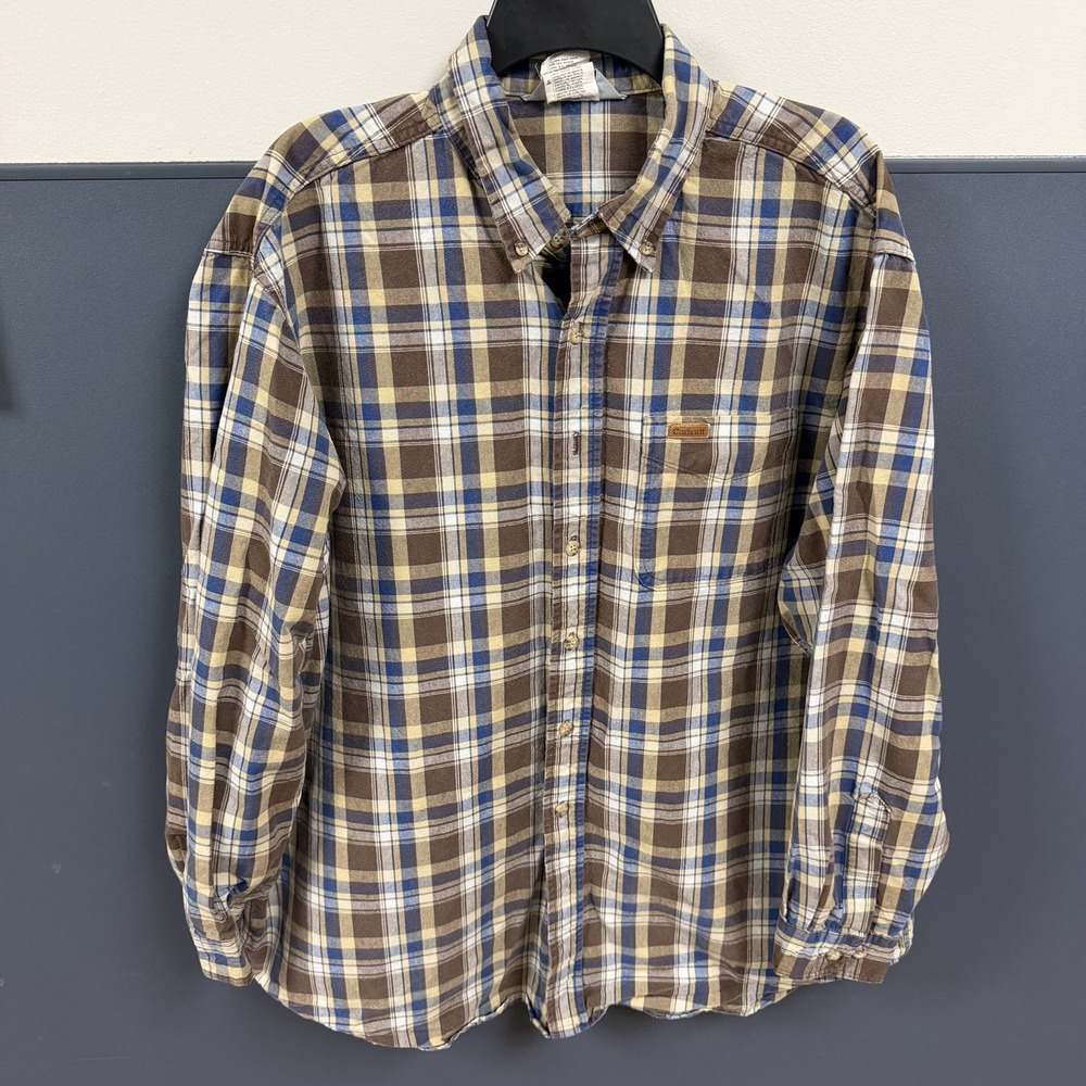 Vtg Carhartt Shirt Men's XL Rugged Wear USA Plaid Long Sleeve Work Shirt Pockets
